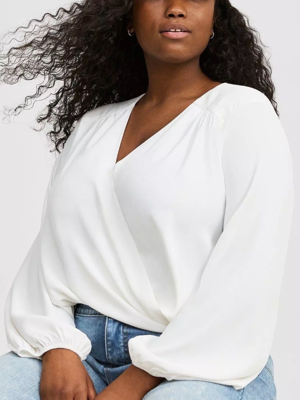 NWOT Torrid Size 3 White Surplice Wrap Blouse